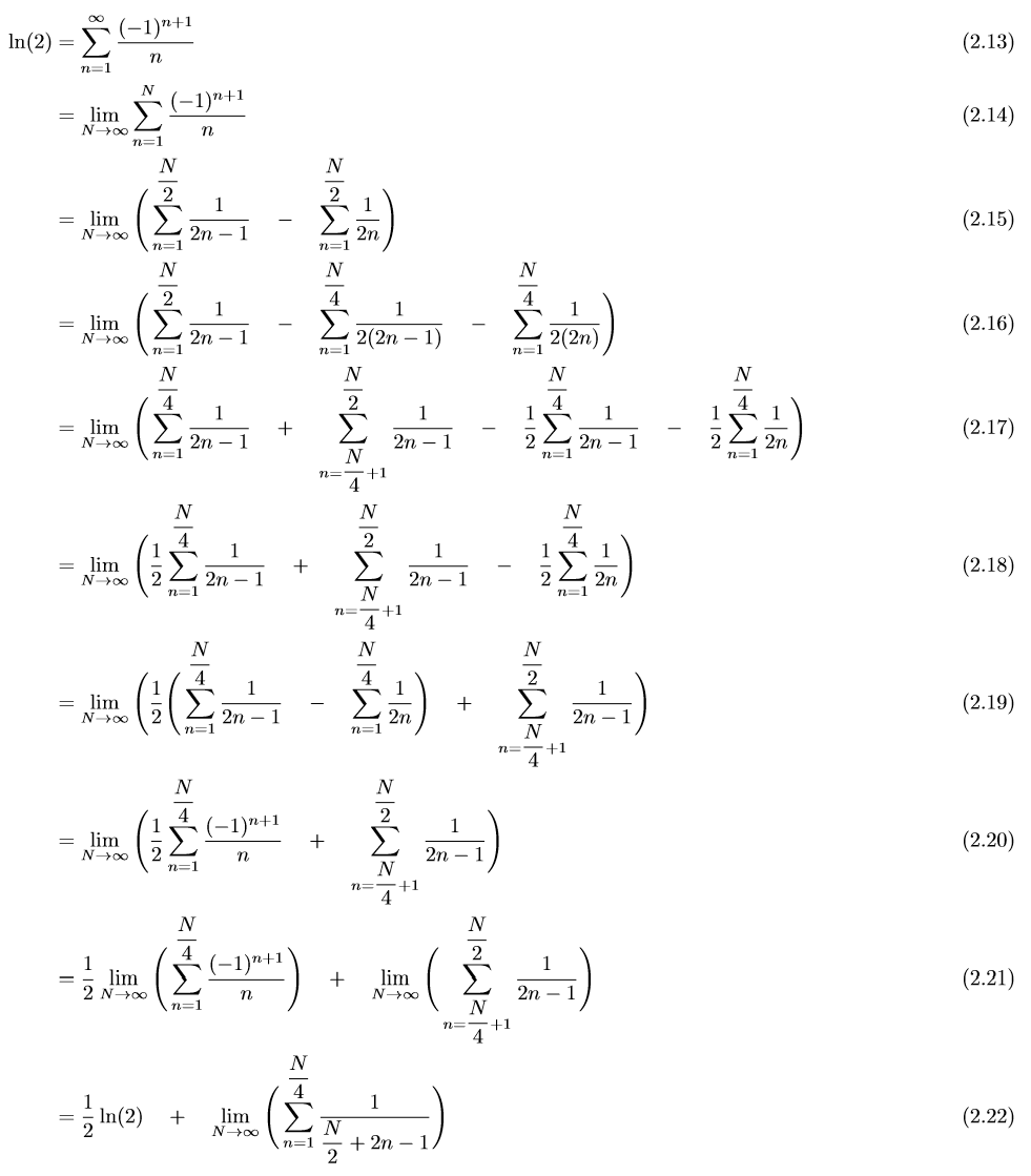 2.14 ln(2)=1/2 ln(2) Rearrangement Algebraic